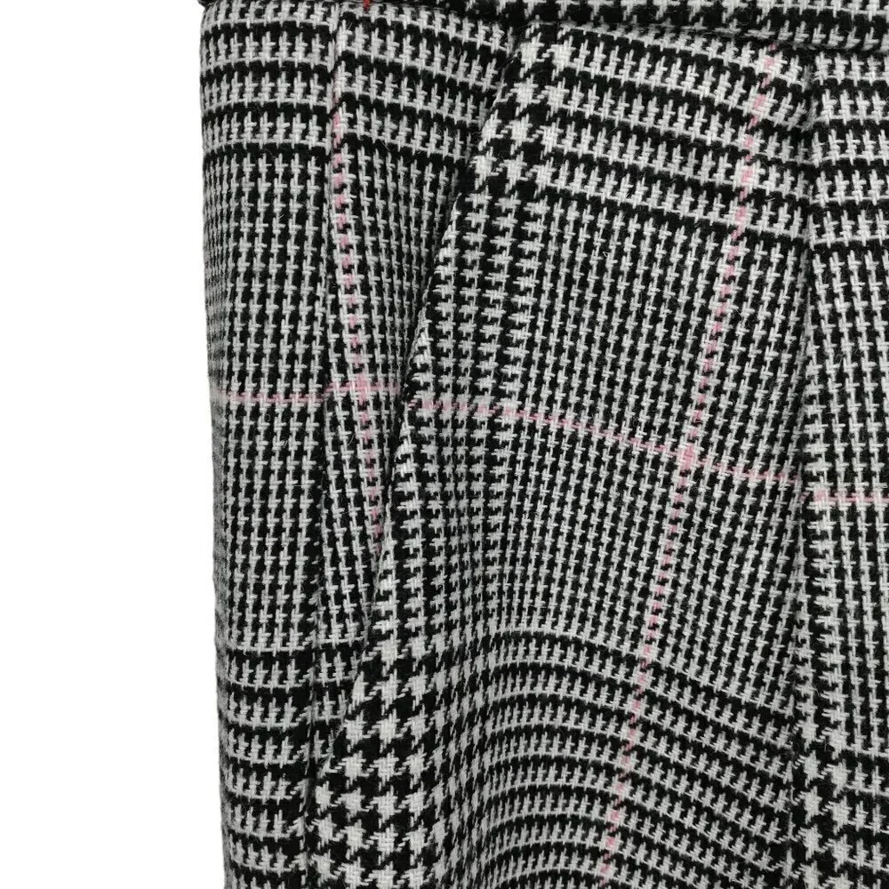 J Crew High Rise Tapered Pleated Plaid Wool Blend Pants Size 00 Houndstooth